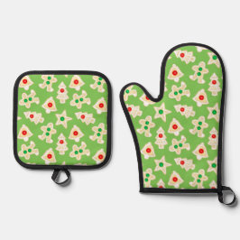 Holiday Shortbrett Cookies Grün Weihnachten Ofenhandschuh & Topflappen-Set