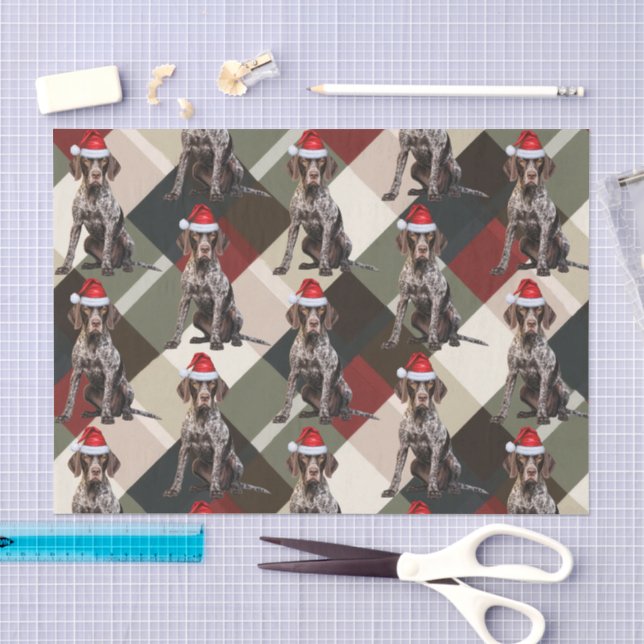 Holiday Shorthair Pointer Dog Red Plaid Christmas Seidenpapier (Handwerk)