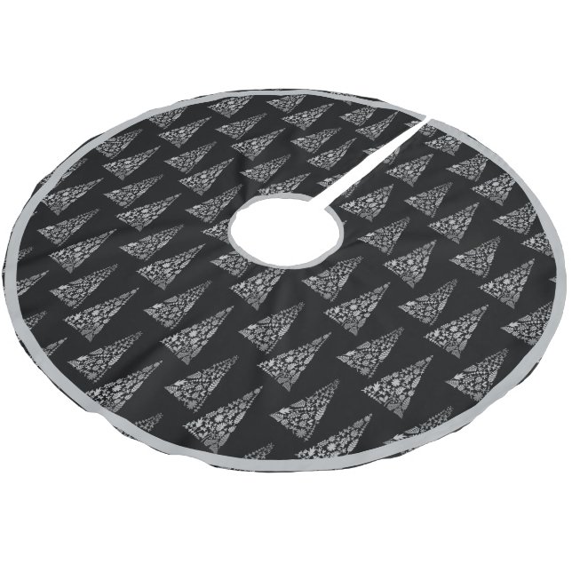 Holiday Silver Tree Elegante Modernste Technik Polyester Weihnachtsbaumdecke (Schrägansicht)