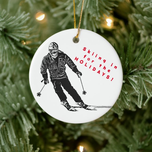 Holiday Skier - Abfahrt Skifahren Keramik Ornament (Baum)