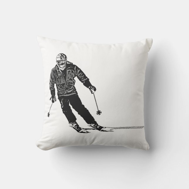 Holiday Skier - Abfahrt Skifahren Kissen (Vorderseite)