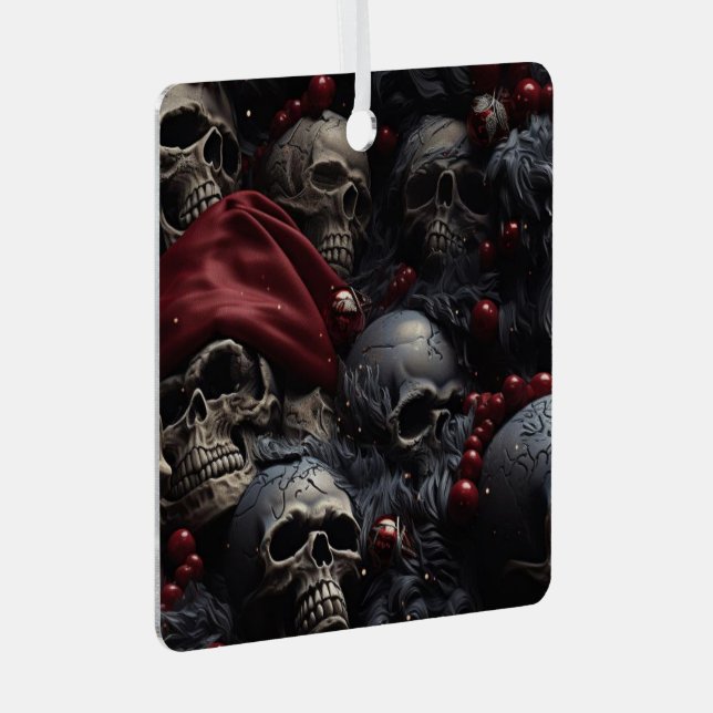 Holiday Skull Ornament Aus Metall (Vorderseite Rechts)
