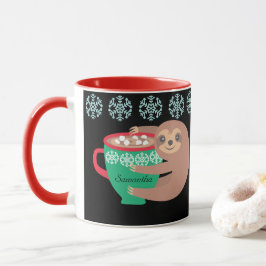 Holiday Sloth Personalisiert Black Red Tasse
