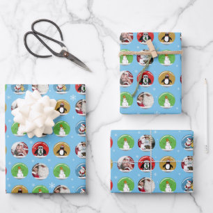 Holiday Snow Globe Maßgeschneiderte Drei-Foto-Vor Geschenkpapier Set