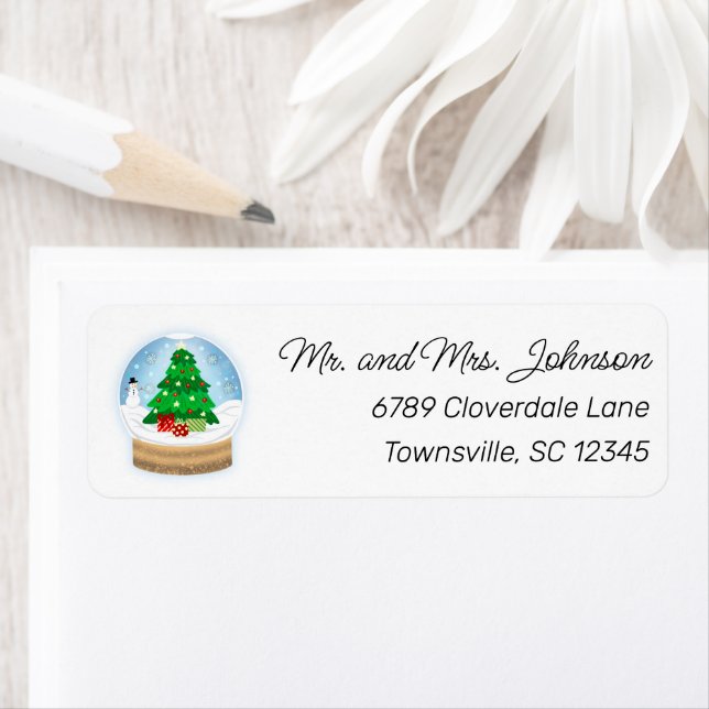 Holiday Snow Globe Return Address (Insitu)