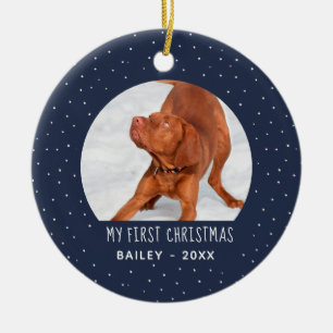 Holiday Snow Mein erster Weihnachtsmann Blau Keramik Ornament