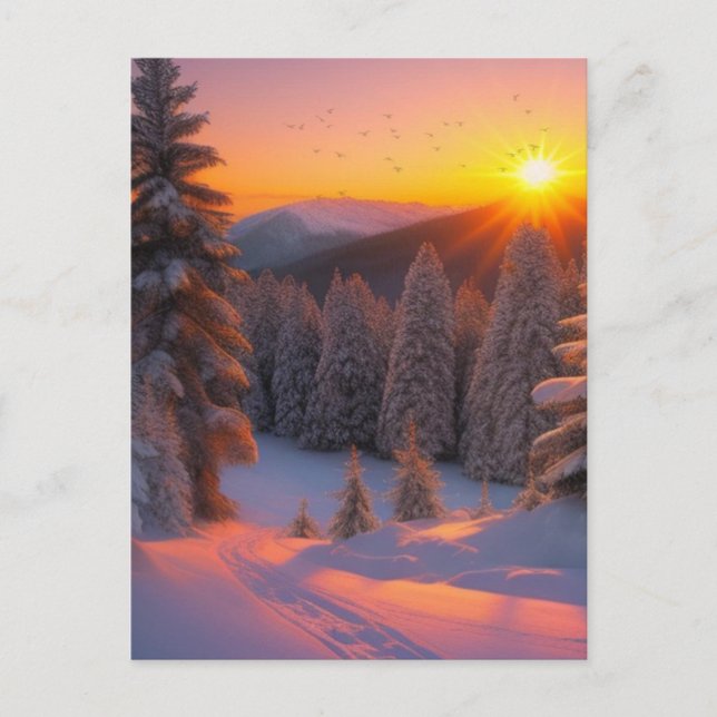 Holiday Snow Scene Postkarte (Vorderseite)