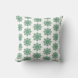 Holiday Snowflake Plaid Pattern Green Kissen
