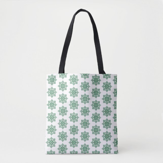 Holiday Snowflake Plaid Pattern Green Tasche (Vorderseite)