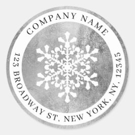 Holiday Snowflake Silber Rücksendeadresse Runder Aufkleber