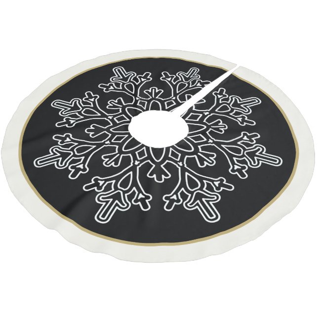 Holiday Snowflake Tree Skirt Polyester Weihnachtsbaumdecke (Schrägansicht)