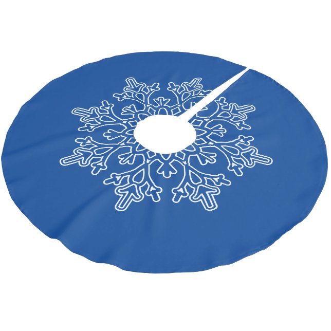 Holiday Snowflake Tree Skirt Polyester Weihnachtsbaumdecke (Schrägansicht)