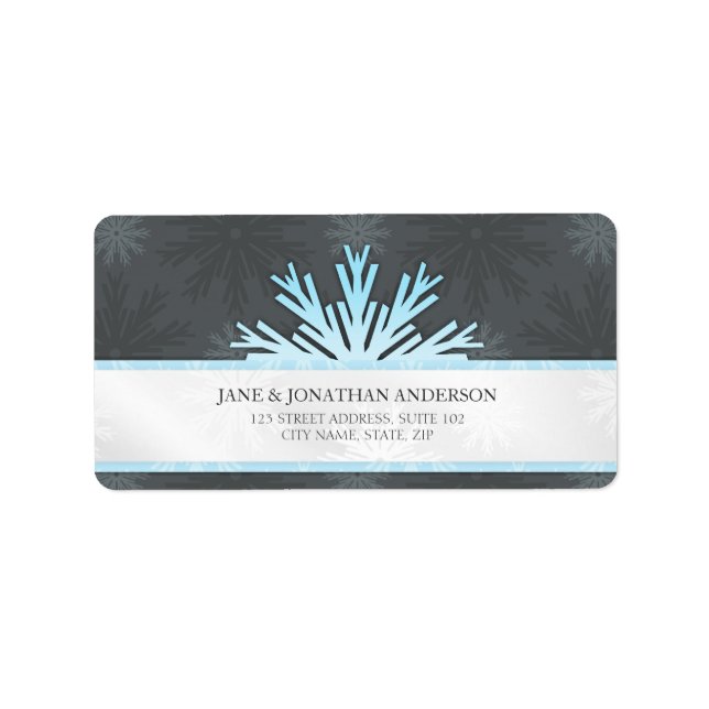 Holiday Snowflakes Blue Gray Label Adressaufkleber (Vorne)