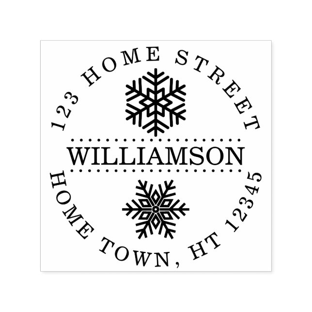 Holiday Snowflakes Zirkuläre Rücksendeadresse Permastempel (Design)