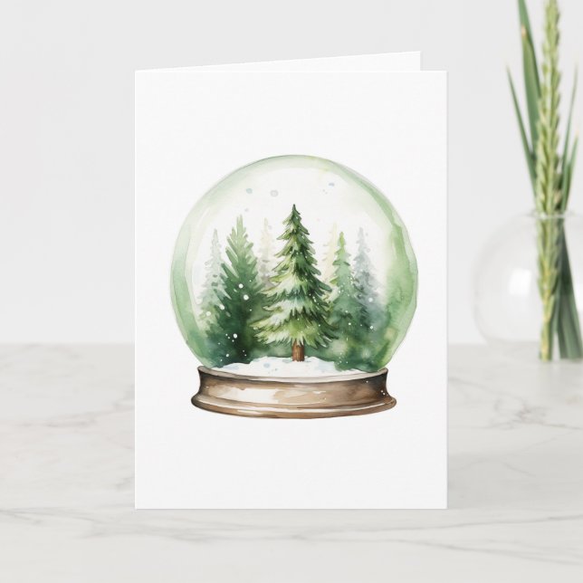 Holiday Snowglobe mit Weihnachtsbaumen BLANK Feiertagskarte (Vorderseite)