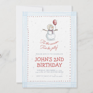 Holiday Snowman 2nd Birthday Invitation 