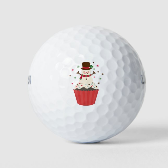 Holiday Snowman Cupcake Golfball (Vorderseite)