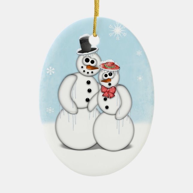 Holiday Snowman Keramik Ornament (Vorne)