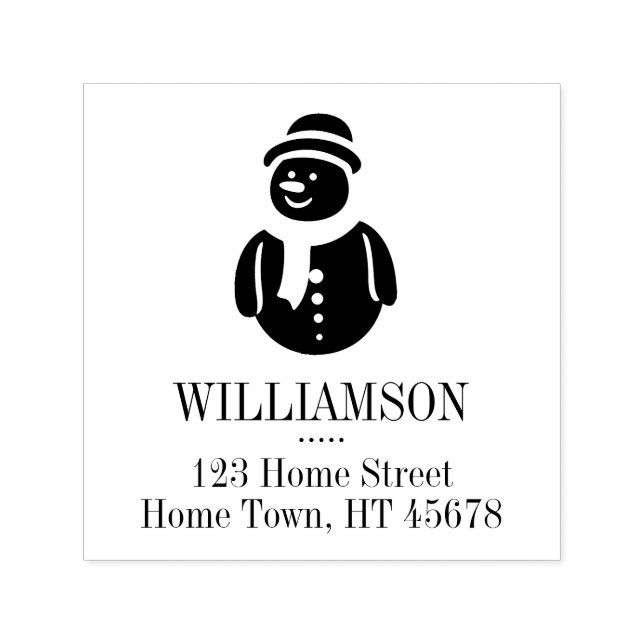 Holiday Snowman Square Rücksendeadresse Permastempel (Design)