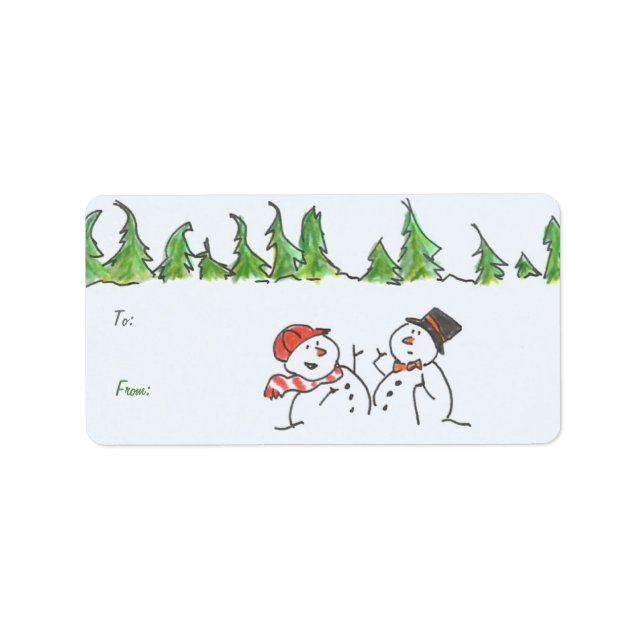 Holiday Snowmen-Geschenk Adressaufkleber (Vorne)