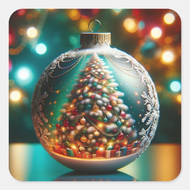 Holiday Sparkle Quadratischer Aufkleber (Vorderseite)