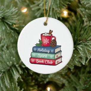 Holiday Spirit Buchclub-Ornament   Bücherliebhaber Keramik Ornament