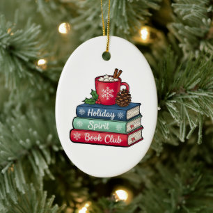 Holiday Spirit Buchclub-Ornament   Bücherliebhaber Keramik Ornament
