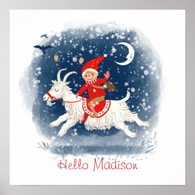 Holiday spirit fun goat ride in the Snow Kinderzim Poster (Vorne)