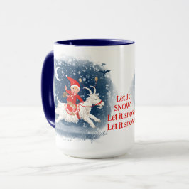 Holiday spirit fun goat ride in the snow tasse