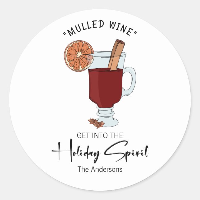 Holiday Spirit Mulled Weinkultur und Erde Runder Aufkleber (Vorderseite)