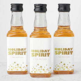 Holiday Spirit | Spaß Weihnachten White & Gold Min Alkoholflaschenetikett