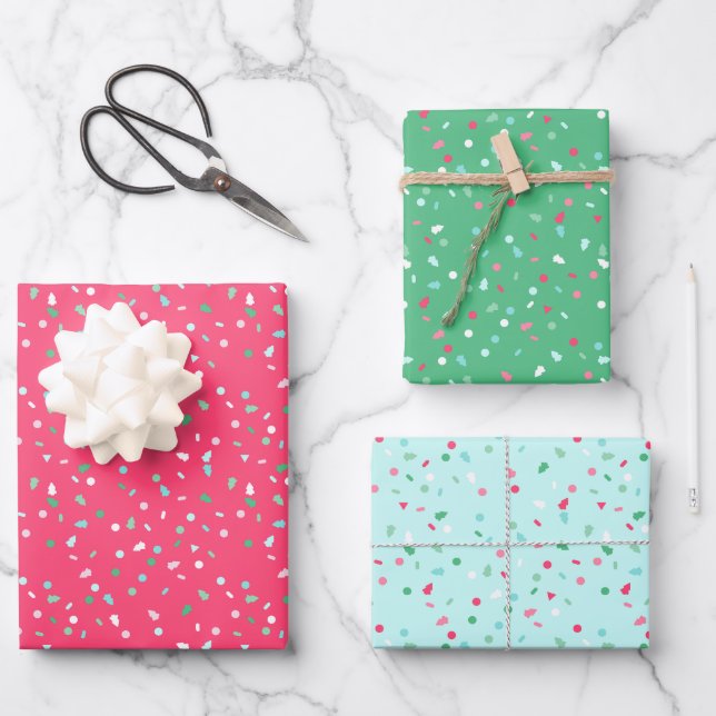 Holiday Sprinkles Wrapping Paper Color Trio 2 Geschenkpapier Set (Vorderseite)