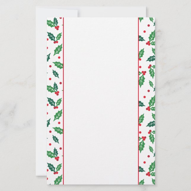 Holiday Stationery Paper-Holly Briefpapier (Vorderseite)