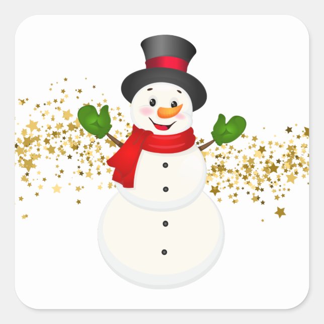 Holiday Stickers-Snowman Quadratischer Aufkleber (Vorderseite)
