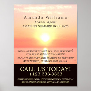 Holiday Sunset, Travel Agent Werbung Poster