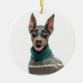 Holiday Sweater Doberman Keramik Ornament