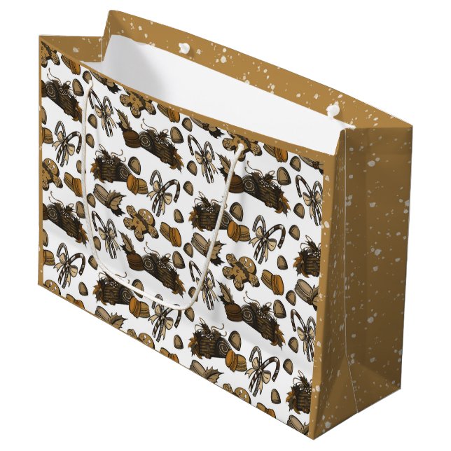Holiday Sweets- Coco (Solid) Large Gift Bag Große Geschenktüte (Vorderseite Schrägansicht)