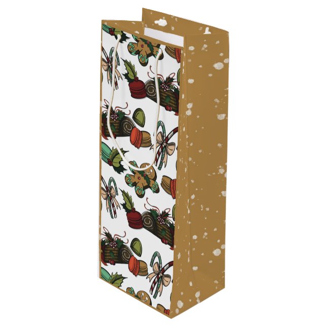 Holiday Sweets Geschenktüte Für Weinflaschen (Vorderseite Schrägansicht)