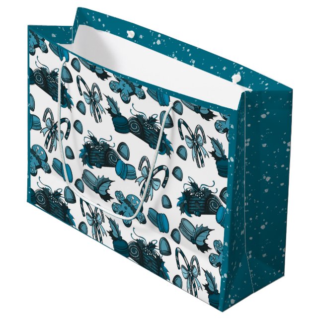 Holiday Sweets- Ice (Solid) Große Geschenktüte (Vorderseite Schrägansicht)