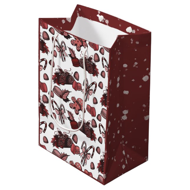Holiday Sweets- Peppermint (Solid) Mittlere Geschenktüte (Vorderseite Schrägansicht)