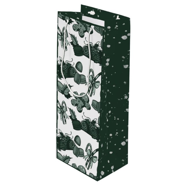 Holiday Sweets- Pine (Solid) Geschenktüte Für Weinflaschen (Vorderseite Schrägansicht)