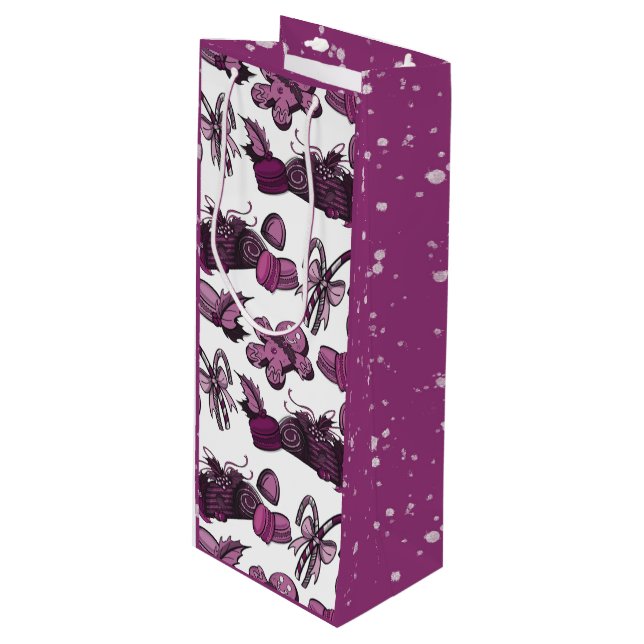 Holiday Sweets- Sugar Plum (Solid) Geschenktüte Für Weinflaschen (Vorderseite Schrägansicht)