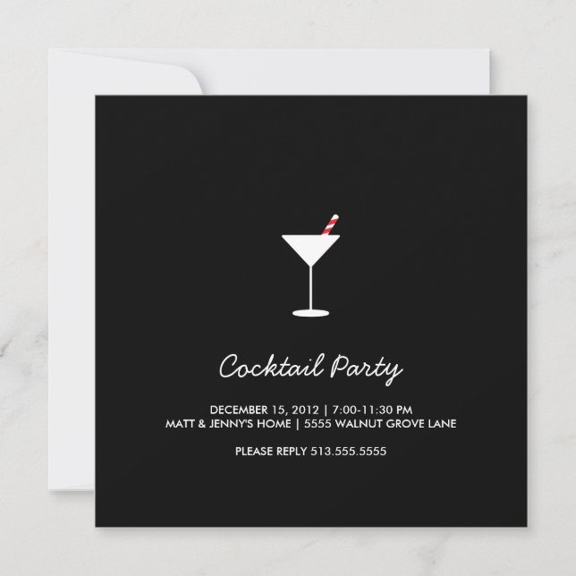 Holiday Swizzle Cocktail Party Einladung Black 2 (Vorderseite)