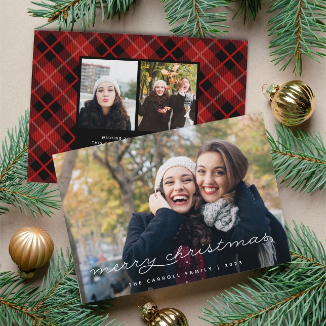 Holiday Tartan | Weihnachts-Fotokarte Feiertagskarte (Von Creator hochgeladen)