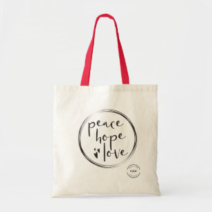 Holiday Tote Tag Logo hinzufügen Liebe Frieden hof Tragetasche