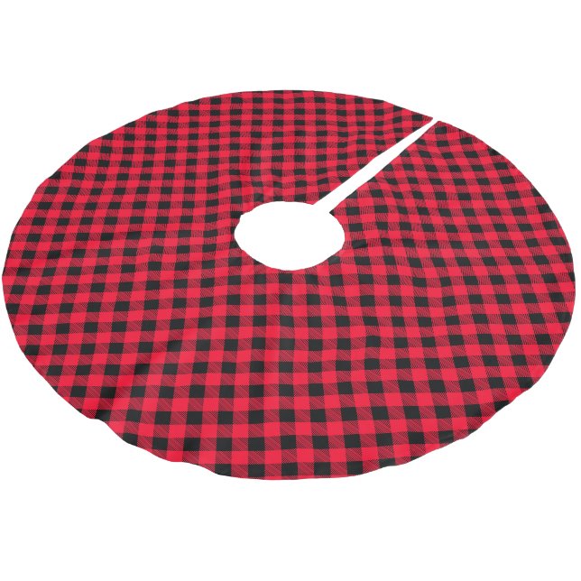 Holiday Tree Skirt Buffalo Kariert Polyester Weihnachtsbaumdecke (Schrägansicht)