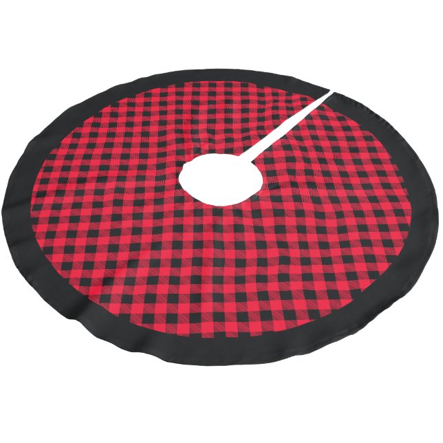Holiday Tree Skirt Buffalo Kariert Polyester Weihnachtsbaumdecke (Schrägansicht)