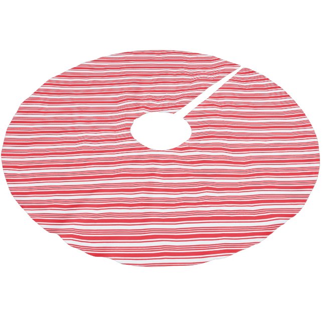 Holiday Tree Skirt Candy Cane Strip Polyester Weihnachtsbaumdecke (Schrägansicht)