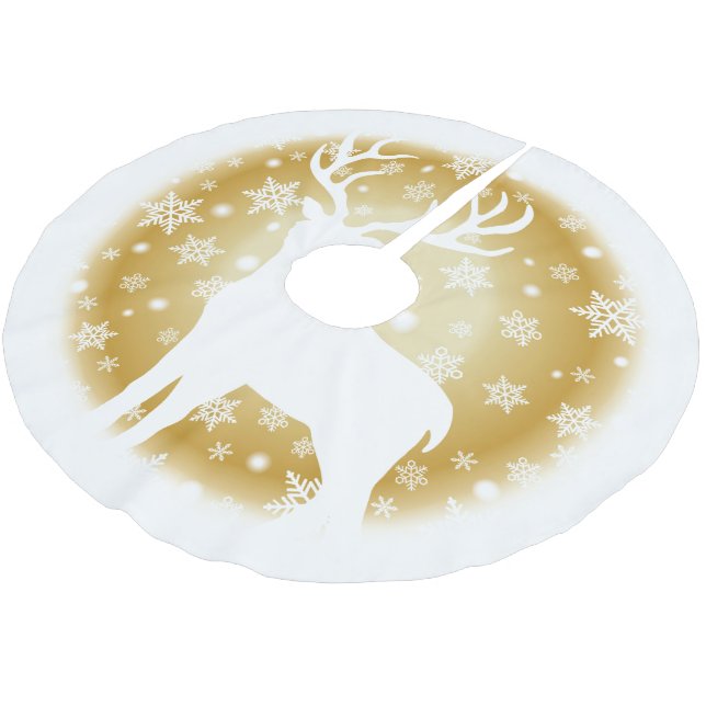 Holiday Tree Skirt Deer Polyester Weihnachtsbaumdecke (Schrägansicht)