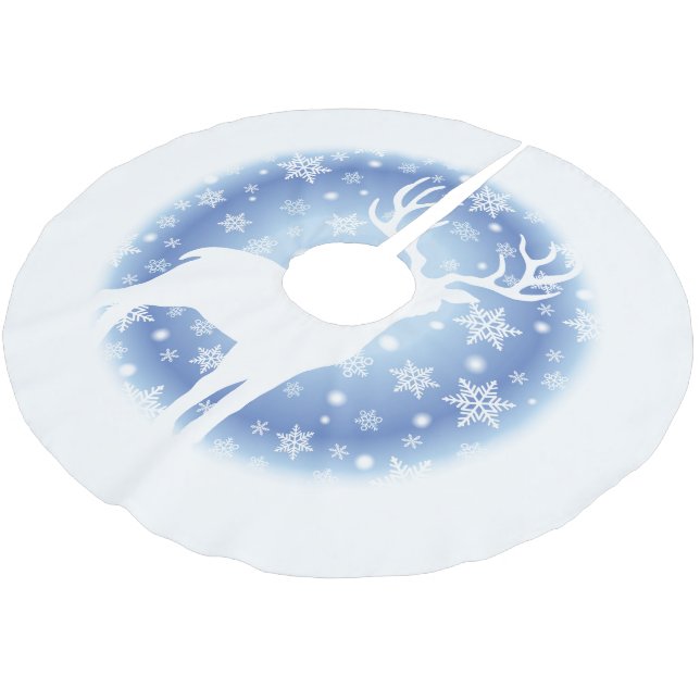 Holiday Tree Skirt Deer Polyester Weihnachtsbaumdecke (Schrägansicht)